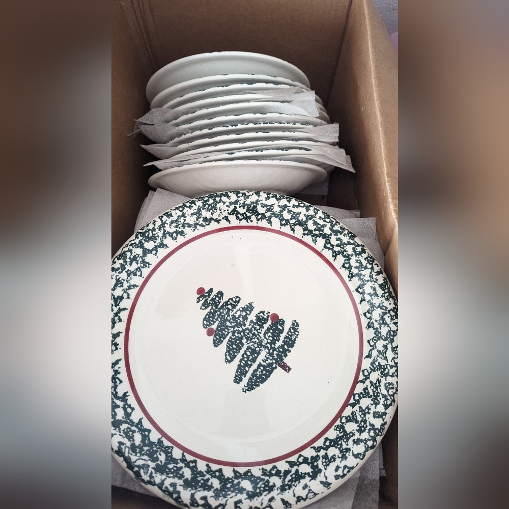 24 Furio Italian Home Christmas Tree plates 12 desert 12 dinner